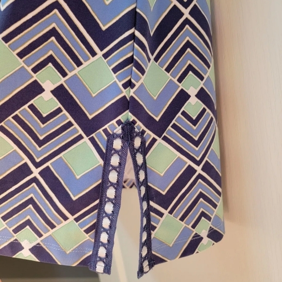 J. McLaughlin Catalina Cloth Tunic Top Women's Small Blue Green Split Neck Shirt - Picture 4 of 8